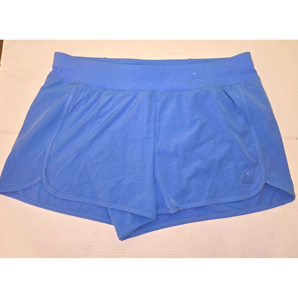 Reebok Womens XXL Blue Running Shorts Athletic Workout Gym Elastic Waist Pockets